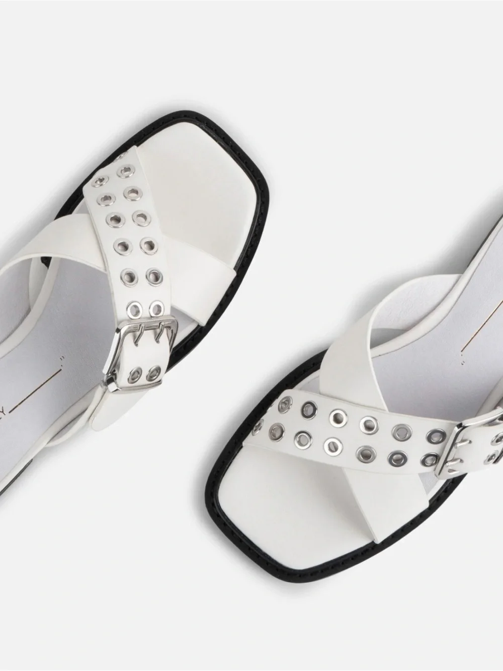 INTENTIONALLY BLANK Clipz White Leather Cross-Strap Slide Sandals size 8 NIB